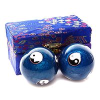 Baoding Balls,Fencia Chinese Meditation Baoding Health Balls,Health Daily Exercise Stress Relief Handball Baoding Balls Relaxation Therapy Ying Yang Blue Massage Tool - Diameter:4.7cm/1.85"