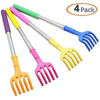 Wpeng (4- Pack) Portable Extendable Telescopic Plastic Back Scratchers/Hand Massager/Backslap with Rubber Handles