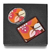 Diamond2Deal Silver-Tone Floral Pattern Contact Lens Case & Compact Mirror Set Gift Mothers Day fine Jewelry Gift for Women