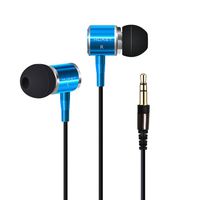 Super Bass Stereo Metal In-Ear Headphones Noise Cancelling Earphones Hifi Sound Earbud Fashion Design Headsets with Mic and In-line Control (Blue)