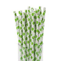 Lime Green Polka Dot Paper Straws