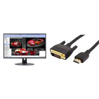 Sceptre E248W-19203R 24" Ultra Thin 75Hz 1080p LED Monitor 2X HDMI VGA Build-in Speakers, Metallic Black 2018 & AmazonBasics CL2 Rated HDMI Input to VGA DVI Output Adapter Cable - 6 Feet