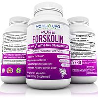 Pure Forskolin Extract 300mg with 40% Standardized High Strength Carb Blocker Natural Weight Loss Supplement Powerful Appetite Suppressant Belly Fat Burner Easy Swallow GMO Free 60 Veggie Pills