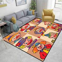 Bigdatastore Circus Decor Large Size Area Rug Indoor, Funny Clowns Illustration Entertaining Childhood Artistic Joke Enjoyment, Fashionable High Class Living Dinning Room(2'x 3')