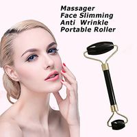 Asingeloo Roller Anti Aging Natural Stone Roller Therapy 100% Natural Stone Facial Roller Double Head Neck Healing Slimming Massager (Black Onyx, Double Head)