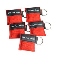 15pcs CPR Face Shield First Aid CPR CPR Barrier Transparent CPR Face Barrier with Keychain Pouch Red