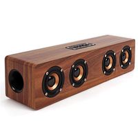SEVIZ Four Retro Wireless Bluetooth Speaker, 40W Stereo Sound, Bluetooth 5.0 with 4 Hours Playback, Portable Speaker, for Home, for Outdoor, for Travel, FM Radio, 10m Wireless Range, Wooden Speaker