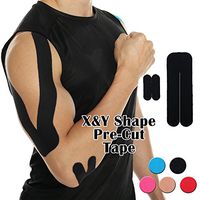 CFR Pro Sport Tapges Elastic Pre-Cut X & Y Shape Medical Grade Muscle Bandage Elbow Arm Shoulder Support Straps Injuries Recovery Water Resistant Pain Relief Tap for Athletes Black,5 Pcs