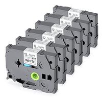 TZ Tape Replace Brother P Touch Label Tape 12mm 0.47 for PT-D210 PTD600 PTD400AD PTM95 PT-H110 PTD600VP PT-1230PC PT2730VP P-Touch Cube Label Maker, 0.47 Inch x 26.2 Feet, Black on White, 6 Pack