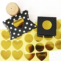 Metallic Gold Heart Shape Stickers Round Gold Foil Stickers Dot Labels - 240PCS Foil Adhesive Labels
