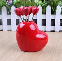 Jesica Heart Shape Stainless Steel Fruit Forks