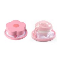 Mikilon Washer Lint Catcher, Reusable Washing Machine Floating Hair Trap Mesh Bag, 1 Flower Shape + 1 Round (Pink)