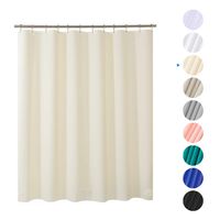 AmazerBath Plastic Shower Curtain, 72" W x 65" H EVA 8G Shower Curtain with Heavy Duty Clear Stones and Grommet Holes, Waterproof Thick Bathroom Plastic Shower Curtains Without Chemical Odor-Beige