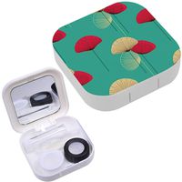Portable Contact Lens Case Box Travel Kit Mirror + Bottle + Tweezers Container Holder [ Floral ]
