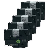 QPMY Compatible for Brother P-Touch Laminated Tze Tz Label Tape Cartridge 18mm x 8m (TZe-241 Black on White)5 Pack