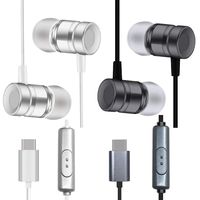 2 Packs Type-C Earbud Headphones with Remote & Microphone, SourceTon in Ear Earphone Stereo Sound Noise Isolating Tangle Free for Android Smartphones, Gaming with Type-C Jack, NOT FIT Pixel HTC