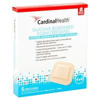 Cardinal Health BFM44RR Silicone Bordered Foam Bandage 4-inch x 4-inch (15), 15 Count Pack