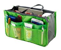 Lady Women Travel Insert Handbag Organiser Purse Large Liner Organizer Tidy Bag-Green