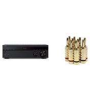 Sony STRDH190 2-ch Stereo Receiver with Phono Inputs & Bluetooth & Monoprice Gold Plated Speaker Banana Plugs - 5 Pairs - Closed Screw Type, for Speaker Wire, Home Theater, Wall Plates and More