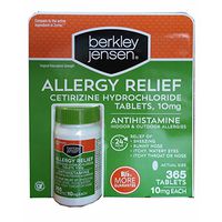 Berkley and Jensen 10mg Cetirizine Hydrochloride Antihistamine Tablets - 365 Count