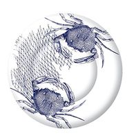 Boston International 8 Count Caskata Studio Round Paper Dessert Plates, Blue Crab