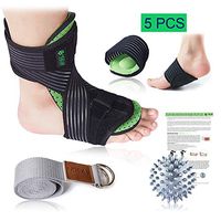 Plantar Fasciitis Night Splint Kit - 5pcs- Adjustable Foot Dorsal Night Splint, Cushioned Arch Supports, Stretching Strap, Spiky Massage Ball & Instruction Manual- Fast Foot & Heel Pain Relief