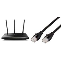 TP-Link AC1750 Smart WiFi Router - Dual Band Gigabit Wireless Internet Routers for Home, Parental Control&QoS & AmazonBasics RJ45 Cat-6 Ethernet Patch Internet Cable - 5 Feet (1.5 Meters)