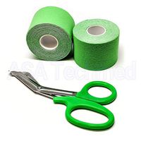 ASA Techmed Sport Green Kinesiology Tape with Free Matching Shear - 16.5 ft Uncut Roll - Best Pain Relief Adhesive for Muscles, Shin Splints, Knee & Shoulder - 24/7 Waterproof Therapeutic Aid