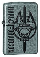 Zippo Harley-Davidson Skull Armor Antique Silver Plate Pocket Lighter