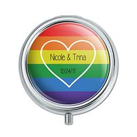 Graphics and More Personalized Custom Pride Heart Rainbow Wedding Anniversary LGBTQ Gay Lesbian Transgender Queer Bisexual Pill Case Trinket Gift Box