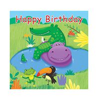 16-Count Paper Lunch Napkins, Jungle Buddies Happy Birthday
