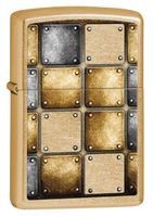 Zippo Riveted Squares Windproof Lighter, Gold Dust