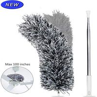 Microfiber Duster with Extension Pole(Stainless Steel), Extra Long 100 inches, with Bendable Head, Extendable Duster for Cleaning High Ceiling Fan, Interior Roof, Cobweb, Gap Dust- Wet or Dry Use