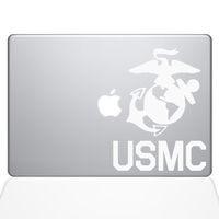 The Decal Guru USMC Logo MacBook Decal Vinyl Sticker - 11" MacBook Air - White (1302-MAC-11A-W)