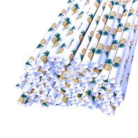 300 Pack Mymicco Pineapple Design Paper Straws ECO-Friendly & Biodegradable - Direct to You from Our USA Warehouse - Item 300PNP