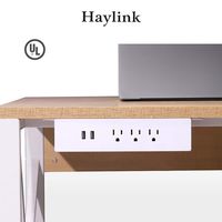 Haylink UL Approval Hang on Desktop Sockets 3 USA Power Socket +2 USB Charger Outlet Surge Protector Power Strip 6ft Cord Home Office PublicTable Aluminum Mount Power Desk (White)