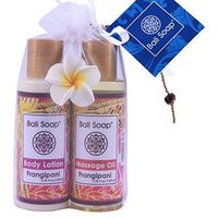 Bali Soap - Gift Set, Massage Oil & Body Lotion, 3.3 Oz Each (Plumeria)