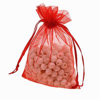 MELUOGE 100pcs 5X7 Inches Organza Drawstring Jewelry Pouches Bags Party Wedding Favor Gift Bags Candy Bags (Red)
