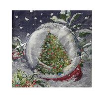 Christmas Holiday Luncheon Paper Napkins 40 ct Disposable Party Supplies (Tree in Snowglobe)