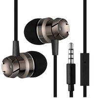 in-Ear Earphones, Licoers Universal 3.5mm Wired Metal Earbuds Nylon Wire in Ear Headphones with Mic and Case Bass Stereo Noise Isolating Ear Buds Inear Earphones (Black)