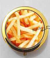 BlackKey Fast Food - Fries Pattern 3-Compartment Decorative Pocket Gift Box Case Organizer for Pill, Color 2 -1135