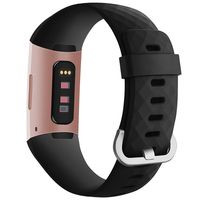 Goosehill Band Compatible for Fitbit Charge 3, Silicon Wristbands for Charge 3 SE Advanced Fitness Tracker, Adjustable Replacement Sport Strap for Women Men Black