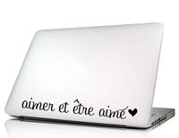 Vinyl Laptop Decal Aimer et etre aime to Love and to be Loved French Quote Cute MacBook Skin Sticker Saying Lettering Religious Art Die-Cut (no Background Color)