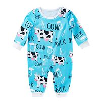 residentD Toddler Romper for Newborn Infant Baby Girls Boys Milk Cow Letter Print Clothing Jumpsuit Outfits Clothes 0-24M (Age:12-24 Months, Light Blue)