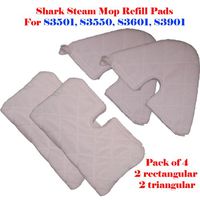 ESC Tm Standard Size (12.5" X 7.5") / Large Xl (16.5" X7.5") / Triangular (11" X7") Steam Mop Replacement Pocket Pads for Euro-pro Shark S3501 S3601 S3901 S3550 Se450 Xlt3501 Refill (2 Standard + 2 Triangular)