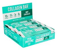 Collagen Protein Bars with MCTs - Vital Proteins Collagen Bars - 16-17g of Protein, 6-8g of Fiber, 4g of Sugar or Less Per Bar (Mint Chocolate)