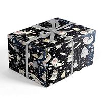 Out of This World Space Orbit Children's Rolled Wrapping Paper, 2 feet x 20 feet Premium Gift wrap with Dogs and Cats in Outer Space, Wrap & Revel®