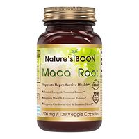 Nature's Boon Premium Quality Maca 500 mg, 120 Veggie Capsules (Glass Bottle) -Supports Mood & Hormonal Balance -Promotes Reproductive Health - Supports Women's Health