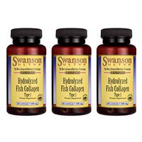 Swanson Hydrolyzed Fish Collagen Type I 400 Milligrams 60 Capsules (3 Pack)