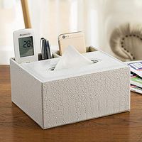 T-ZJHC Multi-Function Tissue Box Desktop Living Room Coffee Table, Square 2 Grid - White